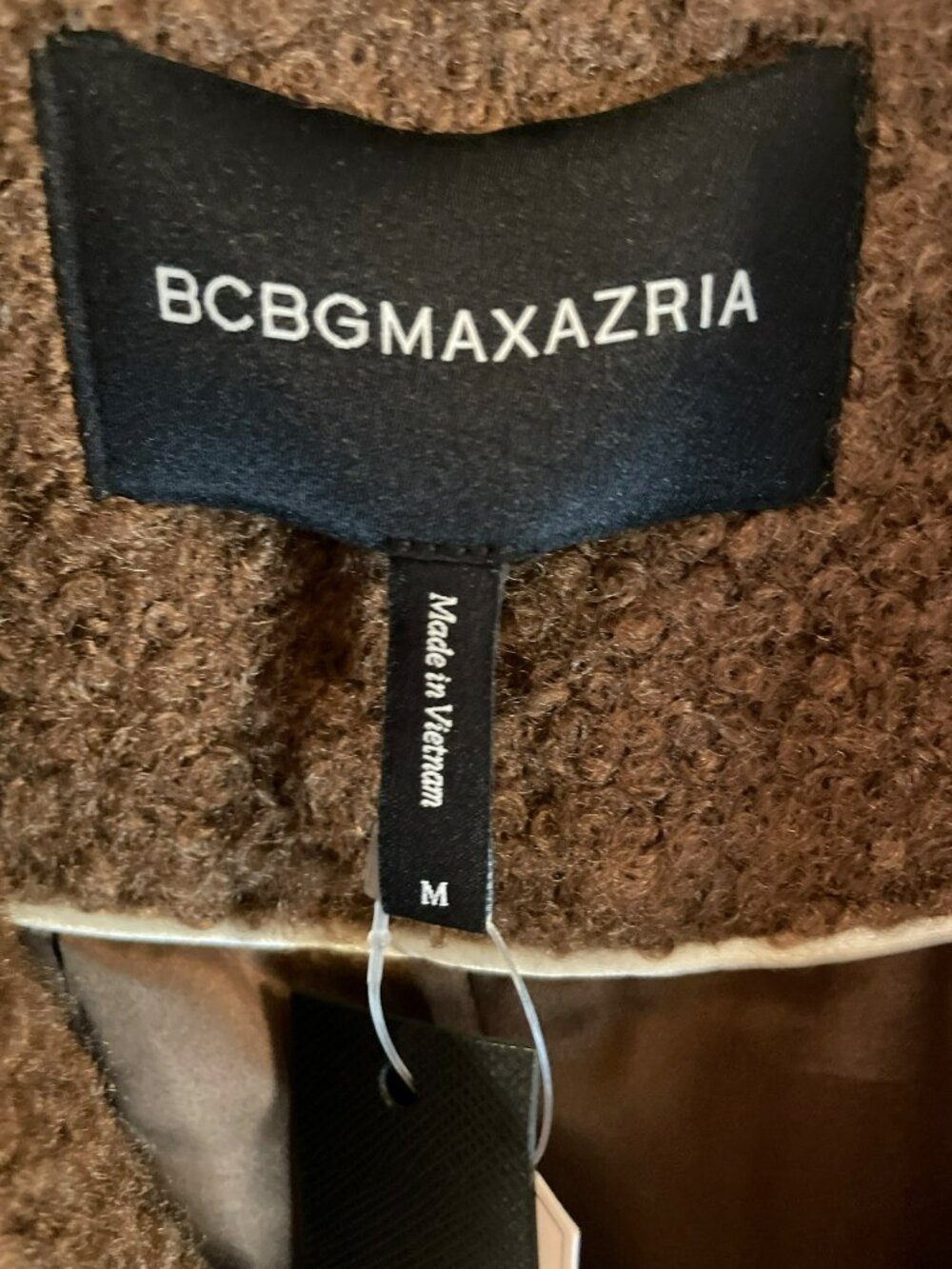 BCBGMAXAZRIA Coffee Brown Wool Double-Breasted Coat Women's Sz M $398 NWT - Picture 7 of 8